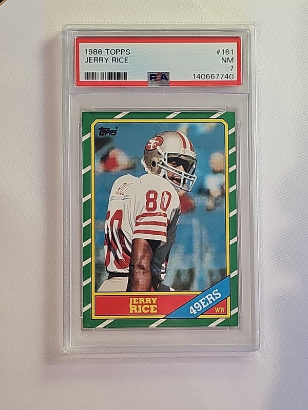 1986 Topps - Jerry Rice #161 RC HOF 49ERS PSA 7 NM