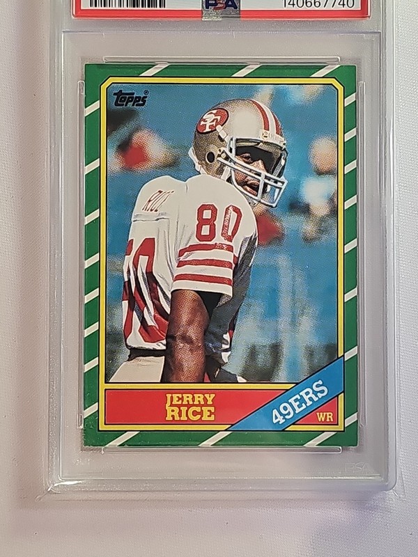 1986 Topps - Jerry Rice #161 RC HOF 49ERS PSA 7 NM view 2