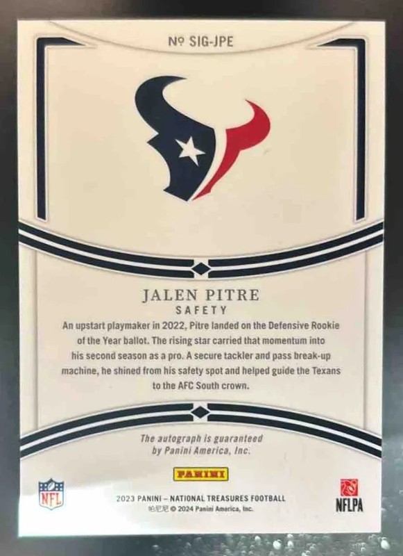 2023 National Treasures Jalen Pitre Signatures /99 Auto Houston Texans view 2
