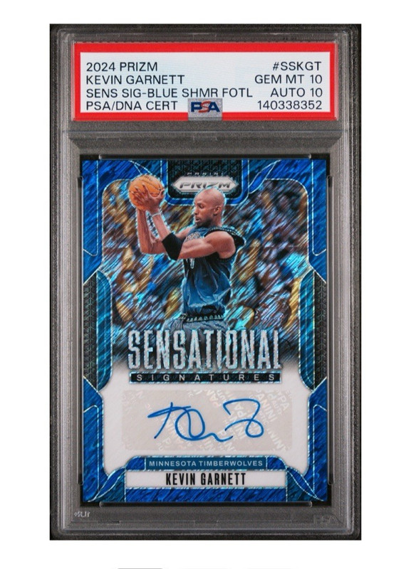 Kevin Garnett 2024-25 NBA Panini Prizm Auto FOTL Blue Shimmer /25 PSA 10/10 POP1