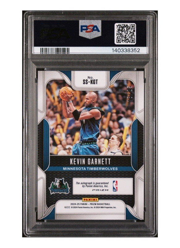 Kevin Garnett 2024-25 NBA Panini Prizm Auto FOTL Blue Shimmer /25 PSA 10/10 POP1 view 2