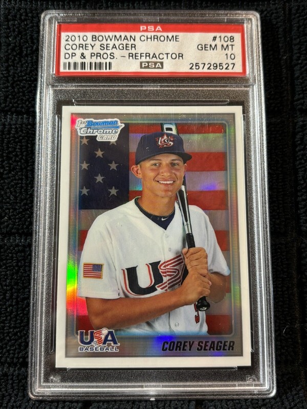 2010 BOWMAN CHROME COREY SEAGER DP+PROS REFRACTOR PSA 10 #108