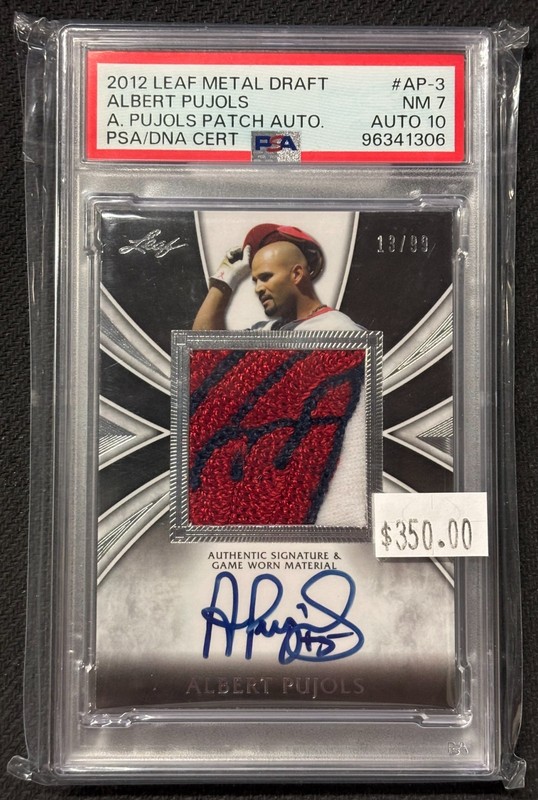 2012 Leaf Metal Draft PSA 7 Albert Pujols GAME WORN Patch Autograph Auto /99