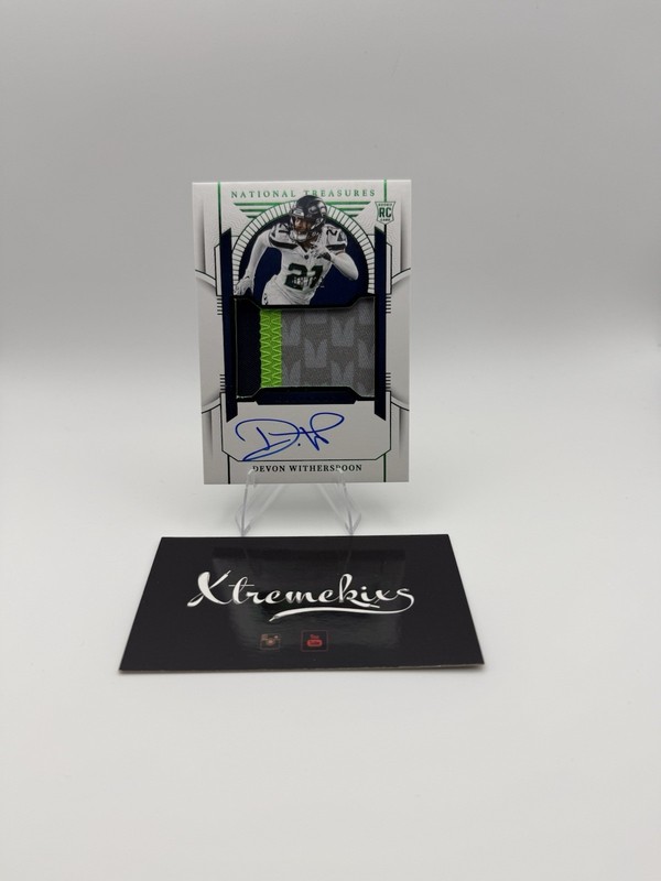 2023 National Treasures Devon Witherspoon Rookie Patch Auto RC #/21 Seahawks