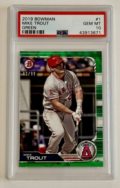 2019 Bowman Mike Trout /99 GREEN #1 PSA 10 HOF SP Numbered Parallel GRADED