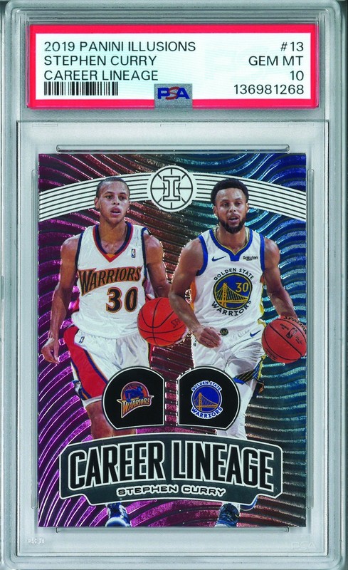 PSA 10 STEPHEN CURRY 2019 PANINI ILLUSIONS CAREER LINEAGE #13 STEPH WARRIORS GEM
