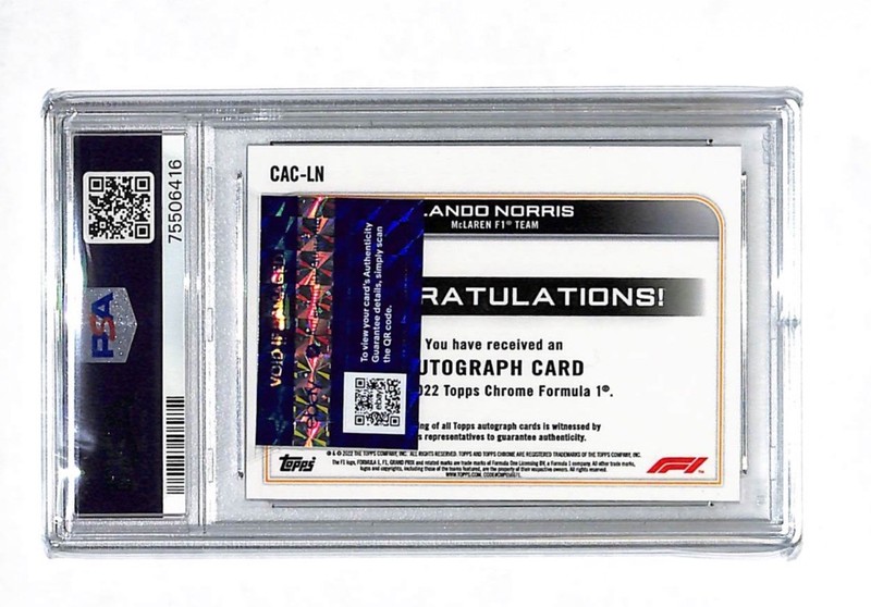 2022 Toppa Chrome Formula 1 Lando Norris Auto Autograph Card PSA 9 - F1 view 2