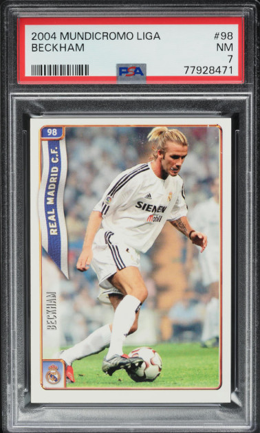 2004 Mundicromo Liga David Beckham #98 PSA 7 NM Real Madrid CF 4 graded higher view 2