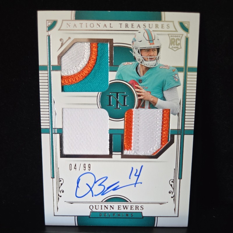 2025 Quinn Ewers National Treasures -Triple patch auto 4/99  Dolphins 🏈 🔥 