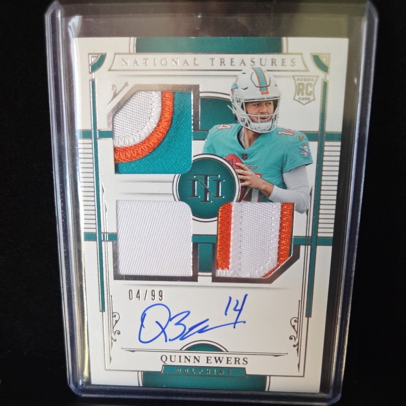 2025 Quinn Ewers National Treasures -Triple patch auto 4/99 Dolphins 🏈 🔥 view 2