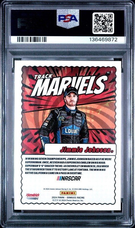 2024 Donruss Racing JIMMIE JOHNSON Track Marvels SP #1 PSA 9 view 2
