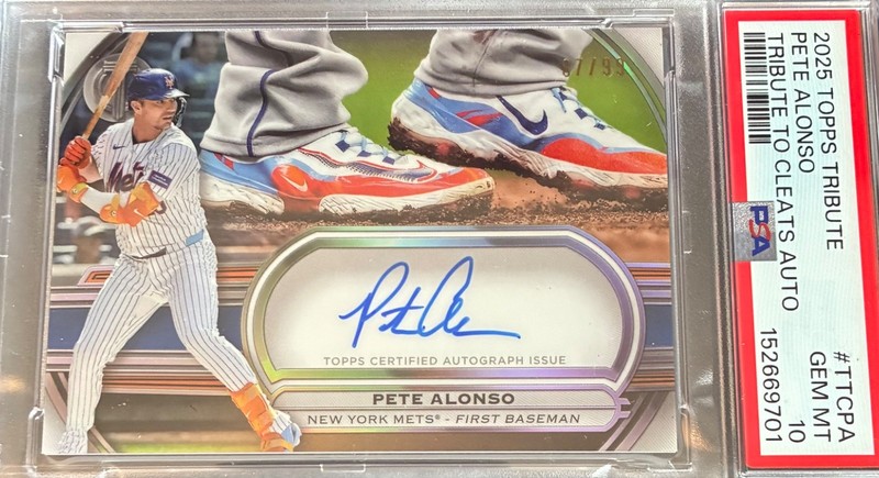 Pete Alonso PSA 10  2025 Topps Tribute To Cleats Auto #/99 Mets Low Pop GEM MINT