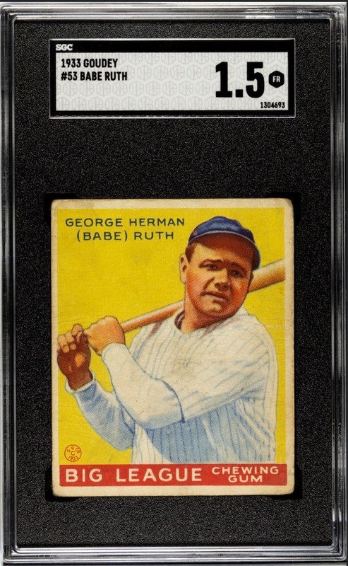 Babe Ruth 1933 Goudey #53 Yellow SGC 1.5 Q0842