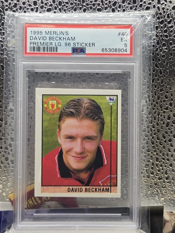 1995-96 Merlin PL Beckham #40 RC PSA 5 Sticker Manchester United Legend ROOKIE