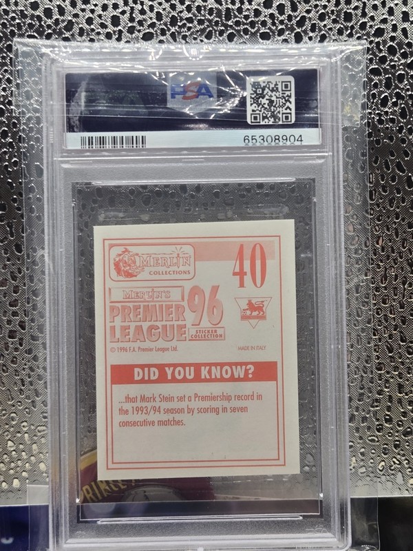 1995-96 Merlin PL Beckham #40 RC PSA 5 Sticker Manchester United Legend ROOKIE view 2