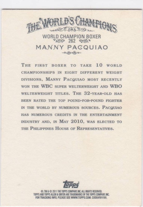 2011 Allen & Ginter Boxing Manny Pacquiao RC Card #262 Rookie Free Shipping! view 2