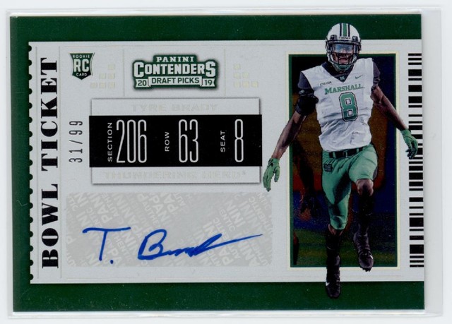 2019 Tyre Brady Contenders Draft Picks Bowl Ticket Auto RC /99 #293 (21C2152)