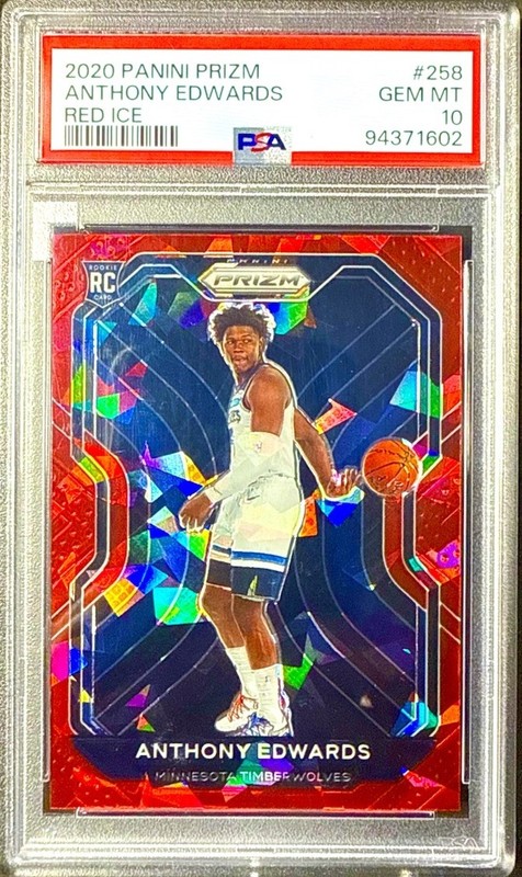 2020 Panini Prizm Anthony Edwards #258 Rookie Red Cracked Ice Prizm PSA 10 ❤️‍🔥