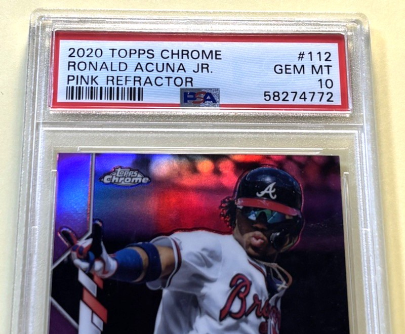 2020 TOPPS CHROME PINK REFRACTOR RONALD ACUNA JR #112 PSA10 BONUS PURPLE FREESHP view 2