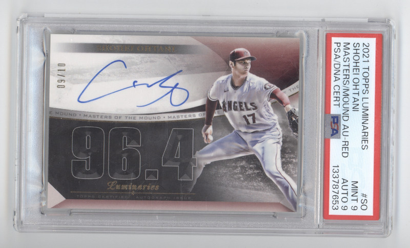 SHOHEI OHTANI 2021 TOPPS LUMINARIES MASTERS OF THE MOUND AUTO /10 PSA 9 Q1887