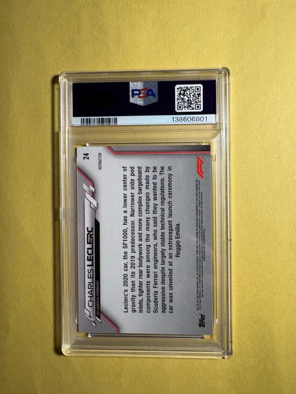 2020 Topps Chrome F1 Charles Leclerc REFRACTOR PSA 10 GEM MINT #24 Parallel (01) view 2