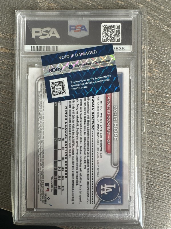 Zyhir Hope 2024 Bowman Chrome AUTO PSA 10 GEM “MY 1ST CARD” DODGERS #139 Low Pop view 2