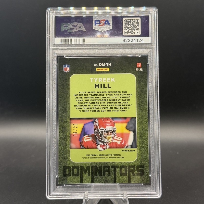 2020 Panini Optic Tyreek Hill Dominators Black Pandora Prizm /25 PSA 9 NFL view 2
