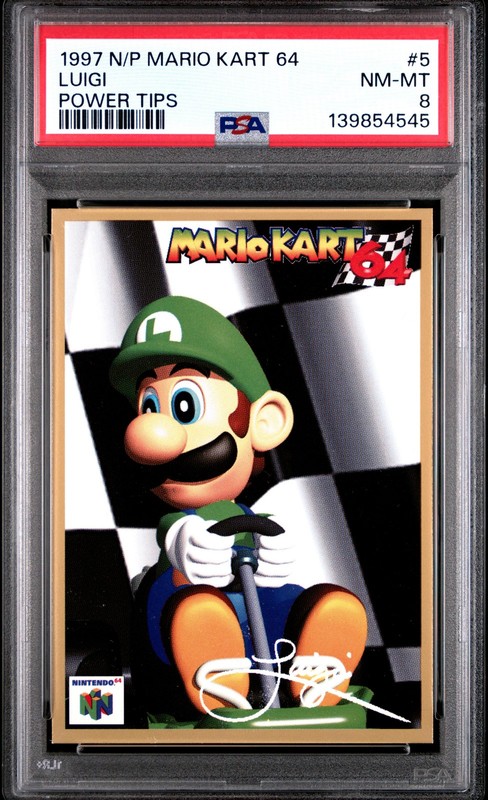 Luigi 1997 Nintendo Power Mario Kart 64 N64 Tips #5 Card PSA 8 - POP 1 - 1^