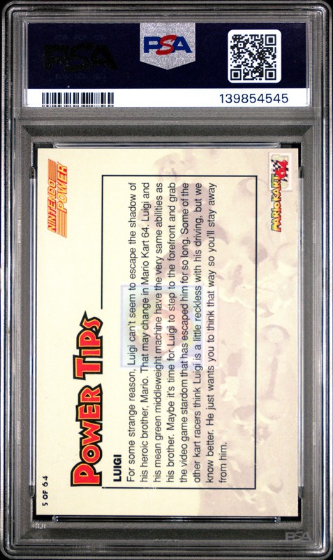 Luigi 1997 Nintendo Power Mario Kart 64 N64 Tips #5 Card PSA 8 - POP 1 - 1^ view 2