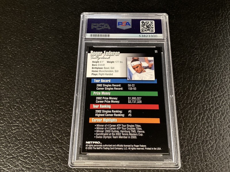 PSA 9 2003 Netpro Roger Federer Rookie Card #11 GOAT Mint Tennis Card Hot RC view 2