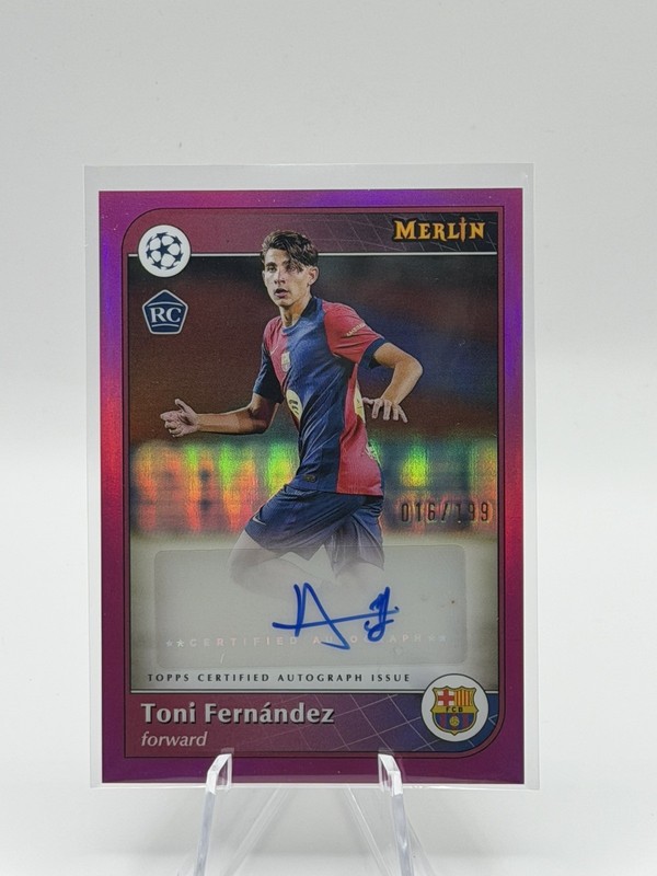 2024-25 Topps Merlin Chrome UEFA Toni Fernandez Auto RC Pink Refractor #/199