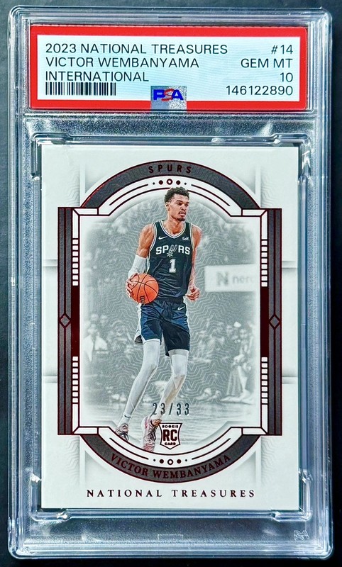2023-24 National Treasures VICTOR WEMBANYAMA #14 International Rookie /33 PSA 10