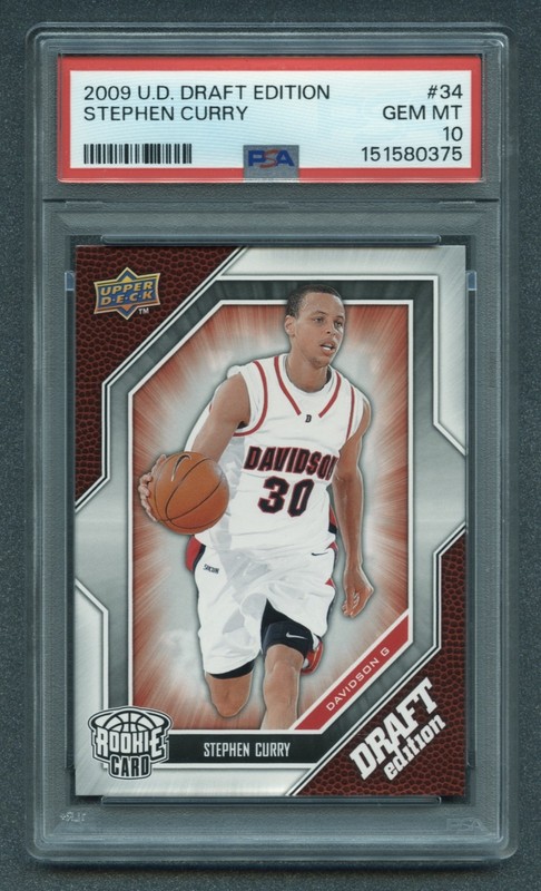 2009 STEPHEN CURRY ROOKIE PSA 10 GEM-MT UD DRAFT EDITION DAVIDSON CATS (#34) RZC