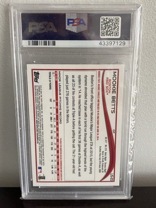 2014 TOPPS CHROME UPDATE #US-20 MOOKIE BETTS RC RED SOX PSA 10 view 2