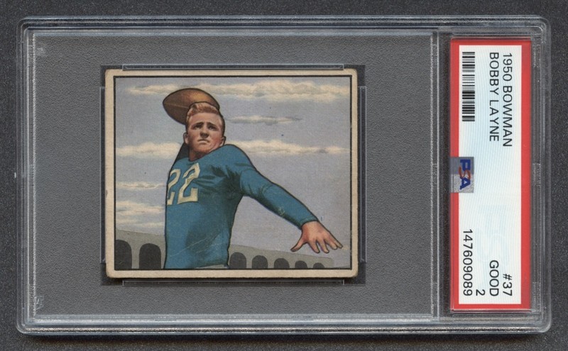 1950 BOBBY LAYNE ROOKIE PSA 2 GOOD HOF BOWMAN LIONS STEELERS VINTAGE (#37) RZC