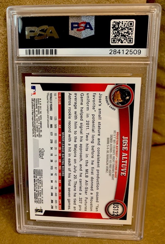 2011 Topps Update JOSE ALTUVE Rookie RC #US132 PSA 10 GEM MINT Future HOF Astros view 2