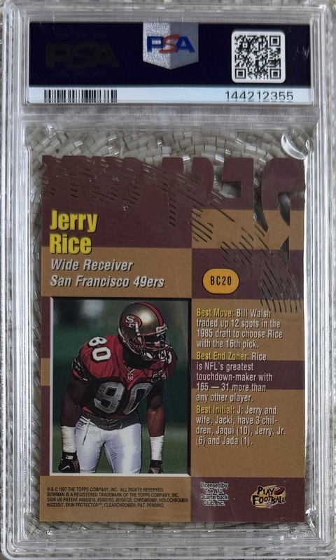 1997 BOWMAN’S BEST BEST CUTS JERRY RICE PSA 9 LOW POP view 2