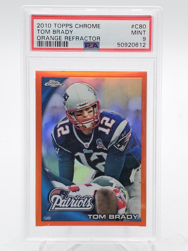 TOM BRADY 2010 TOPPS CHROME ORANGE REFRACTOR #C80 PATRIOTS PSA 9 MINT Q1714