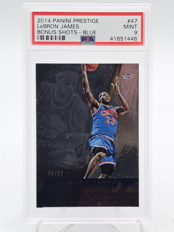 LEBRON JAMES 2014-15 PANINI PRESTIGE BONUS SHOTS BLUE /99 #47 PSA 9 Q1714