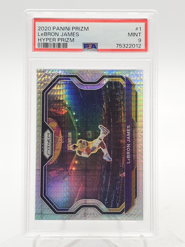 LEBRON JAMES 2020-21 PANINI PRIZM HYPER PRIZM KOBE DUNK #1 LAKERS PSA 9 Q2620