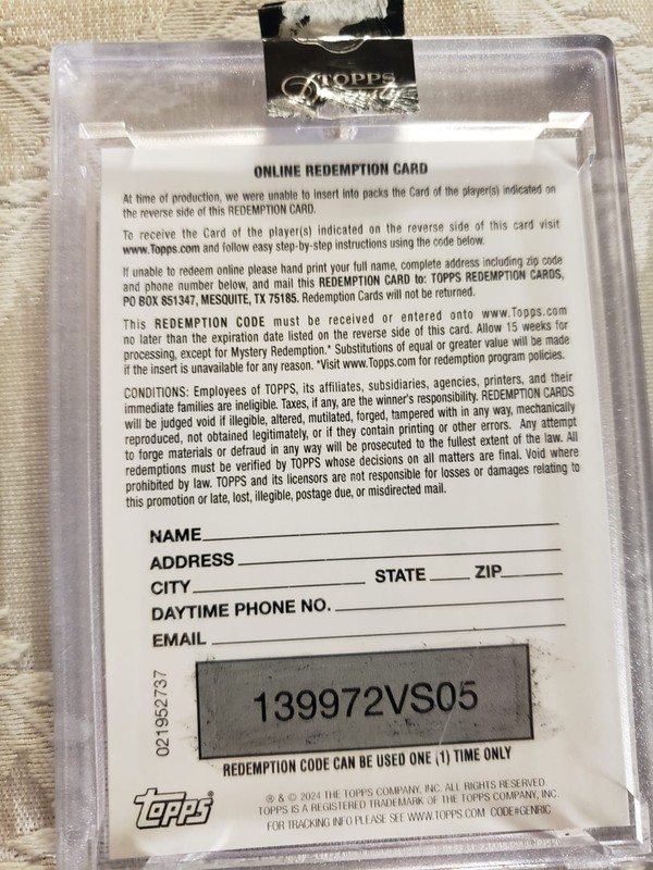 *REDEEMED* Topps Dynasty UEFA Champions League 2023 Lionel Messi redemption card view 2