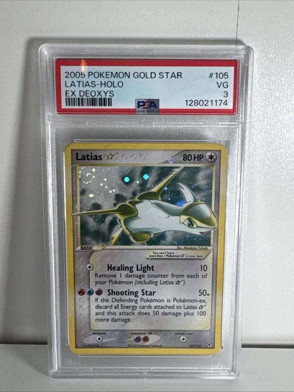 Pokemon Latias Gold Star EX Deoxys Holo Ultra Rare #105 PSA 3 Swirl