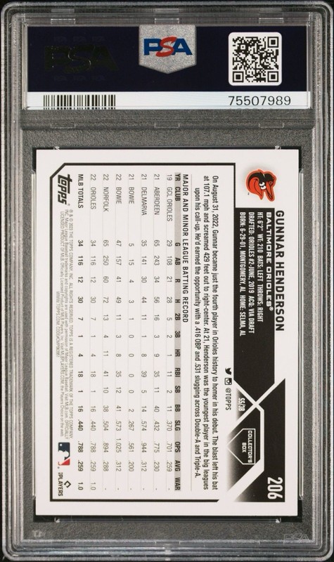 2023 Topps GUNNAR HENDERSON RC #206 Silver Foil PSA 10  view 2
