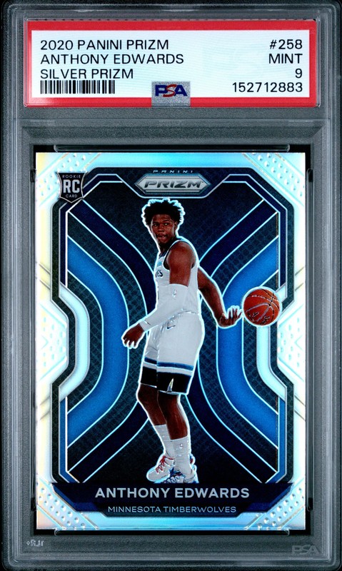 PSA 9 2020 Panini Prizm Anthony Edwards Silver Rookie RC #258