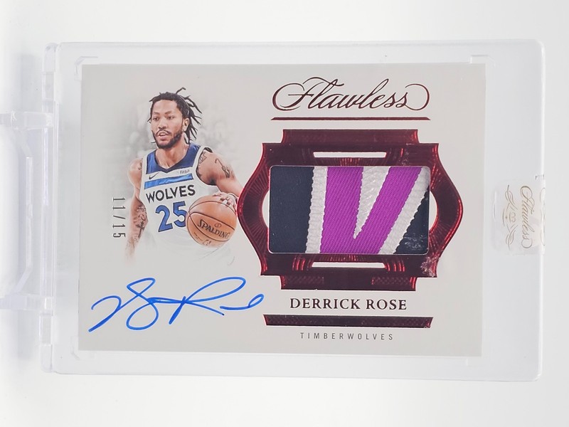 DERRICK ROSE 2024-25 FLAWLESS AUTO RUBY USED PATCH /15  TIMBERWOLVES Q1405