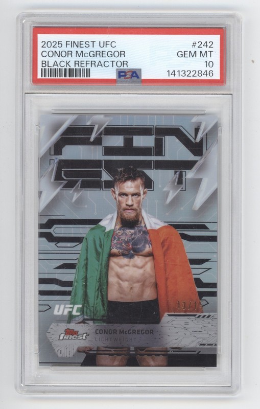 CONOR MCGREGOR 2025 FINEST UFC BLACK REFRACTOR /15 #242 PSA 10 Q1887