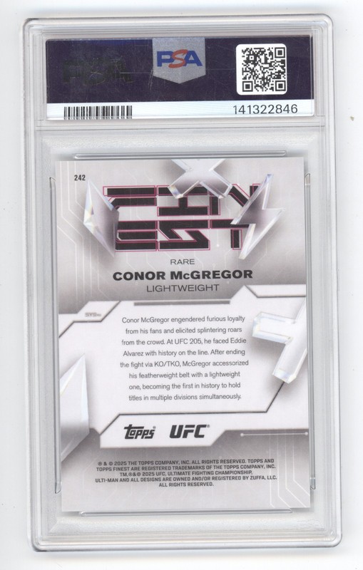 CONOR MCGREGOR 2025 FINEST UFC BLACK REFRACTOR /15 #242 PSA 10 Q1887 view 2