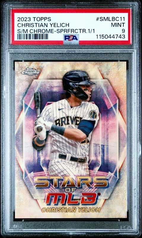 2023 Topps Chrome Stars of MLB SMLBC-11 Christian Yelich SUPERFRACTOR  1/1 PSA 9