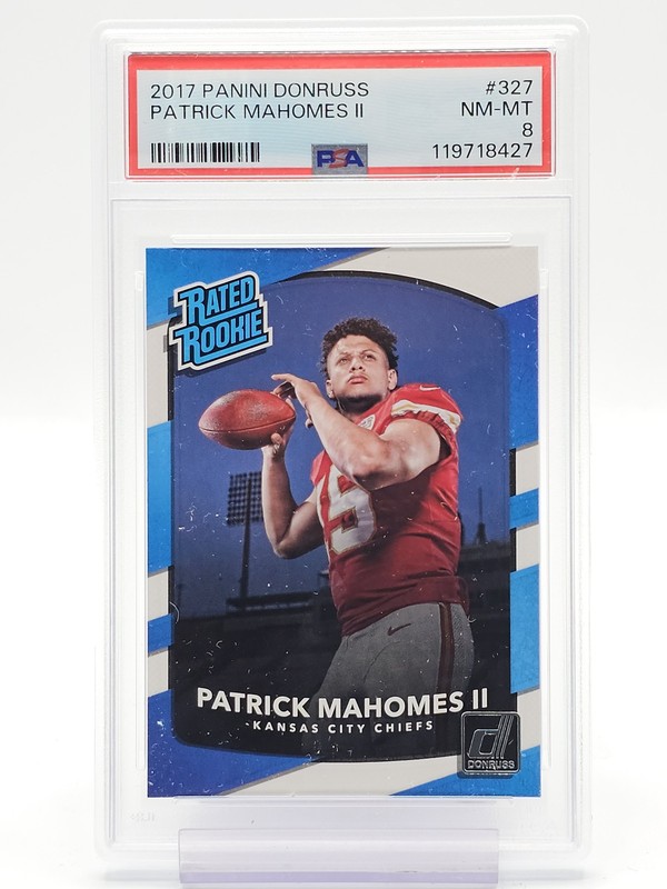 PATRICK MAHOMES II 2017 DONRUSS FOOTBALL RATED ROOKIE #327 CHIEFS PSA 8 Q0004