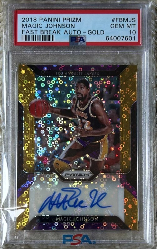 2018 PANINI PRIZM FB GOLD AUTO /10 MAGIC JOHNSON PSA 10 POP 1